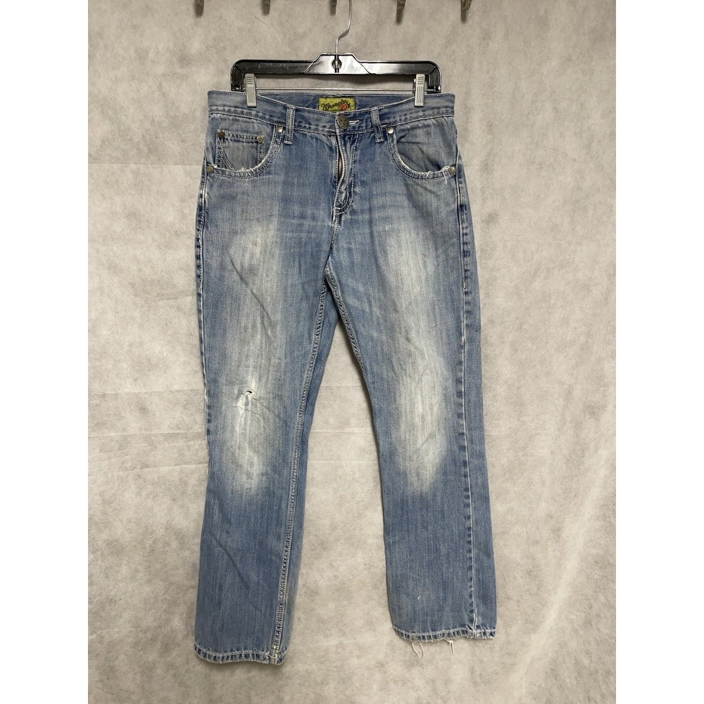 Wrangler Jeans Men 32X34 Blue Denim 20X Bootcut Cowboy Western Ranch Distressed - Picture 3 of 11